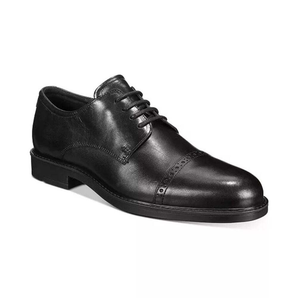 Ecco Vitrus III Cap Toe Oxford Black Leather Shoes Men Size 42 EU